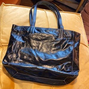 LATICO Leathers Shiny Black Leather Tote Like New
